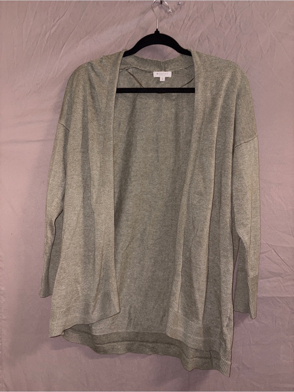 Essentials Open-Front Cardigan Sweater - Light Sage Green